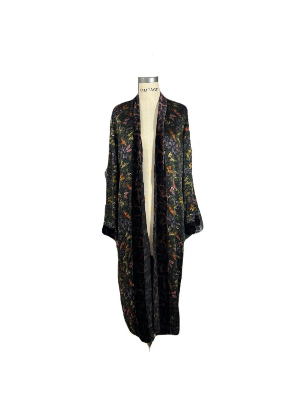 Johnny Was women midnight mariposa multicolor silk/velvet mix kimono duster sz M